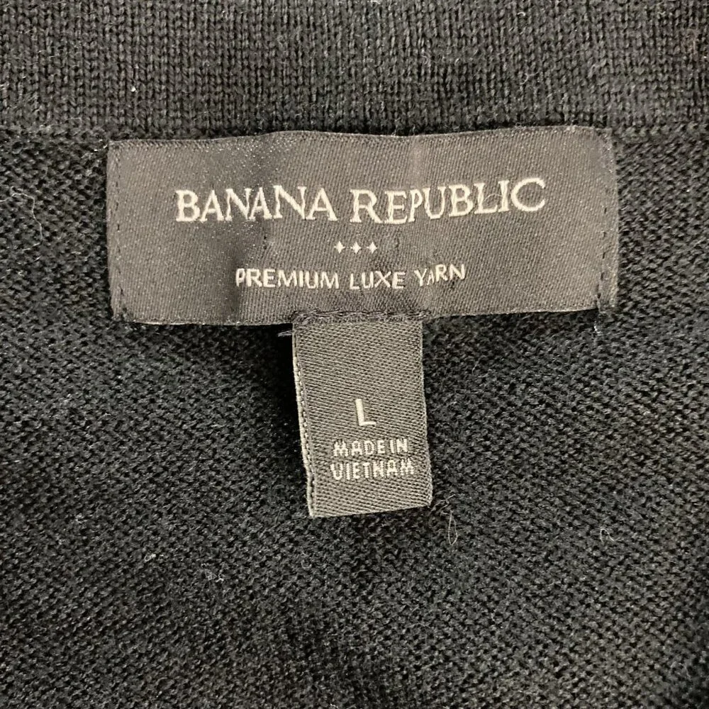 Banana Republic 100% Merino Wool Sweater Mens Large L Black Lightweight Pullover